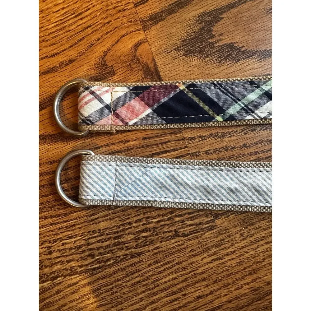 J. Crew Vintage Belt S/M Preppy Adjustable Ribbon Striped Two Belt Bundle